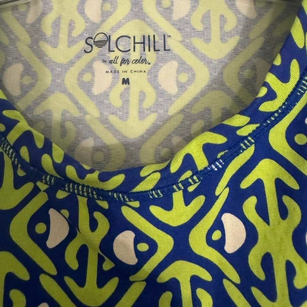 Women's Long Sleeve Tee - Blue and Green - Picture 2 of 4